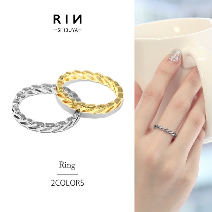 指輪リングシルバーゴールドシンプルツイストリング18金コーティングロジウムコーティングファッションリングアクセサリー