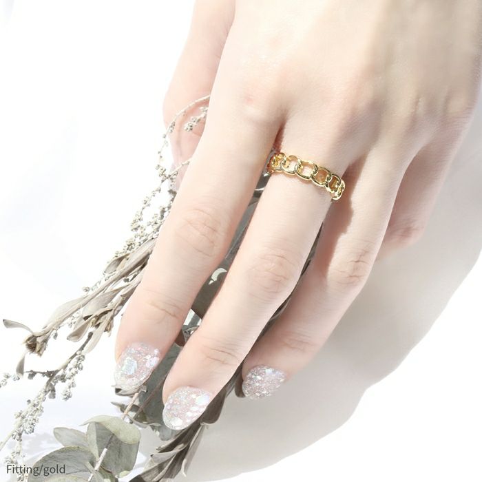 指輪リングシルバーゴールドシンプル鎖チェーン風18金コーティングロジウムコーティングファッションリングアクセサリー