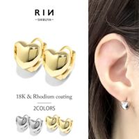 ピアス18Kコーティングハートリング丸みはーと立体感フープピアスアクセサリー
