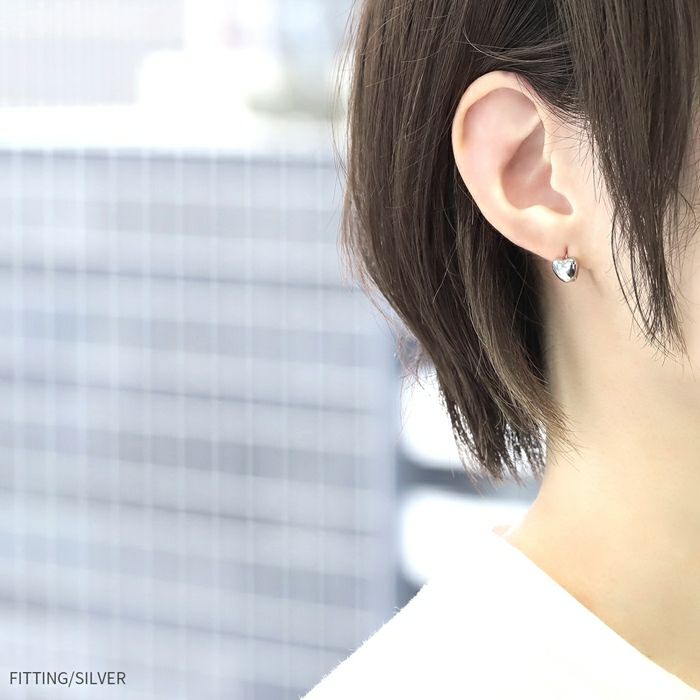ピアス18Kコーティングハートリング丸みはーと立体感フープピアスアクセサリー