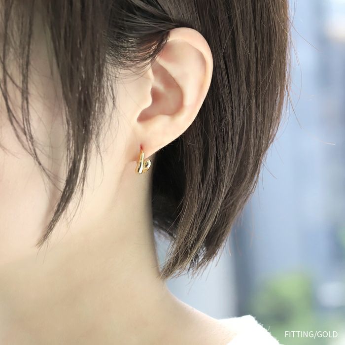 ピアス18Kコーティングシンメトリーひねりリングピアスフープピアスアクセサリー