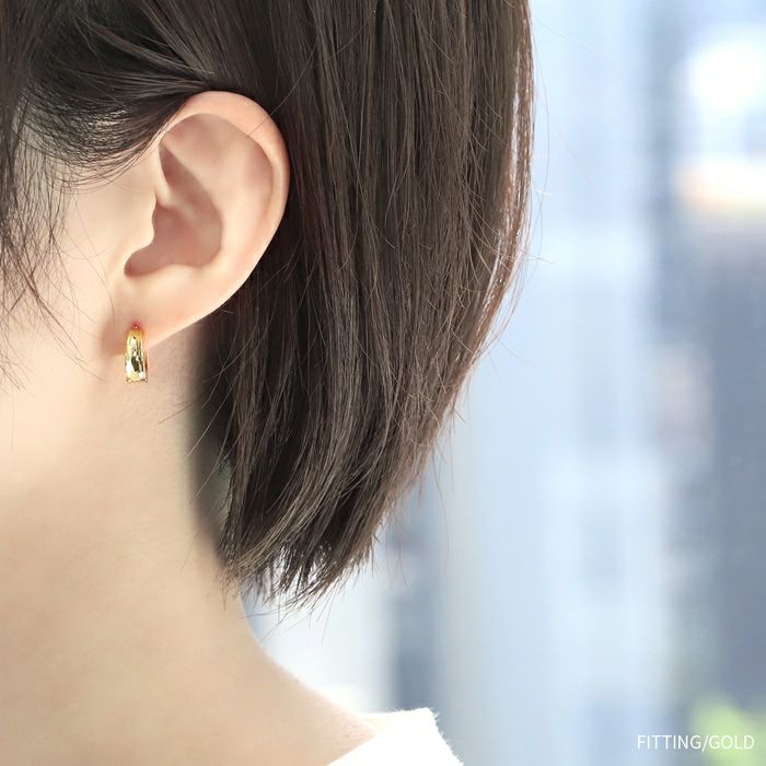 ピアス18Kコーティングシンプルリングトレンド凹きれいフープピアスアクセサリー