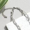 ネックレス2連レイヤードスタイリッシュスネークチェーンあずきチェーンロジウム16kコーティングチェーンアクセサリー