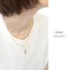 ネックレス2連レイヤードスタイリッシュ雫ドロップあずきチェーンロジウム16kコーティングチェーンアクセサリー