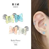 軟骨ピアス蝶々バタフライ16Gかわいいアクリルストレートバーベル金属アレルギー対応クリア韓国コーデボディピアス専門店凛RIN激安