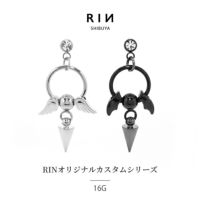 軟骨ピアスカスタムセットエンジェルデビル天使悪魔地雷系女子カスタムピアス可愛い人気ビーズリングストレートバーベル16ゲージボディピアス