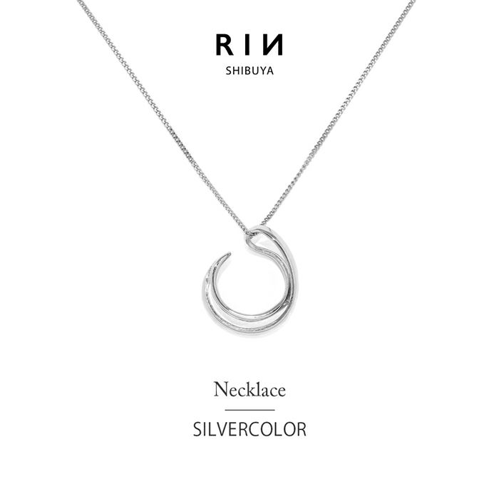ネックレスシンプル60cmペンダント長めカジュアルシルバーあずきチェーンアクセサリー