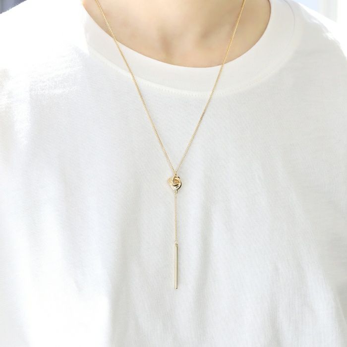 ネックレスペンダントカジュアルトリニティ結バー50cmあずきチェーンアクセサリー