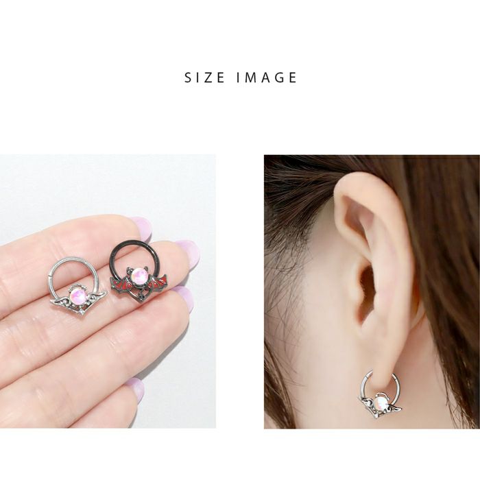 ボディピアス16G軟骨ピアスサージカルステンレス金属アレルギー対応エンジェルデビルつけっぱなしシルバーブラックジュエルセグメントクリッカーピアスワンタッチヘリックスヘリックスピアス耳たぶ耳片耳用