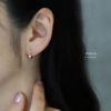 ピアスキャッチレス小ぶり18金キュービックジルコニアリングピアス大人フープピアスアクセサリー