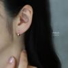 ピアスキャッチレス小ぶり18金キュービックジルコニアリングピアス大人フープピアスアクセサリー
