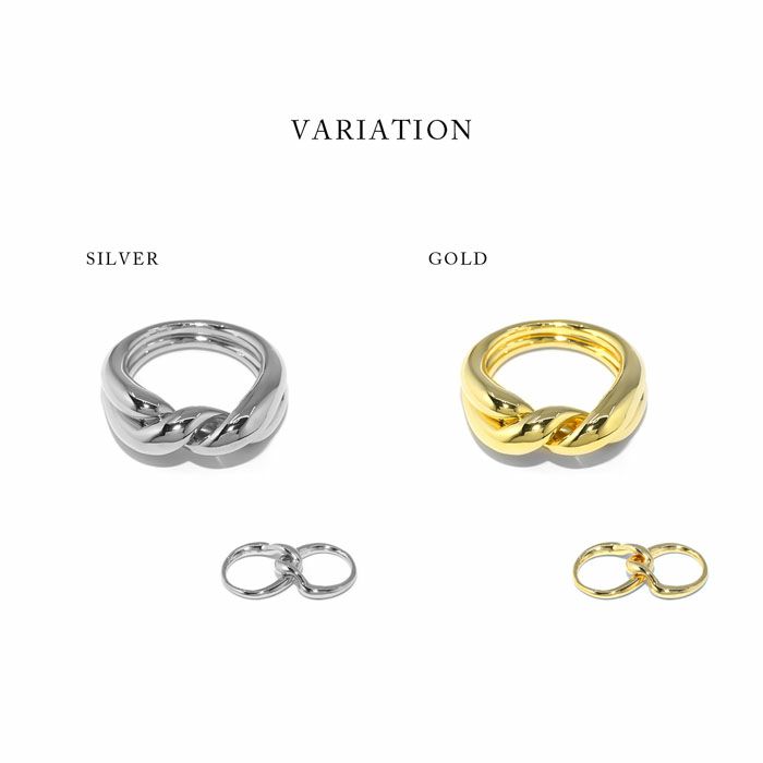 指輪リング2連ダブルフィンガーシンプルレイヤード重厚感ファッションリングアクセサリー