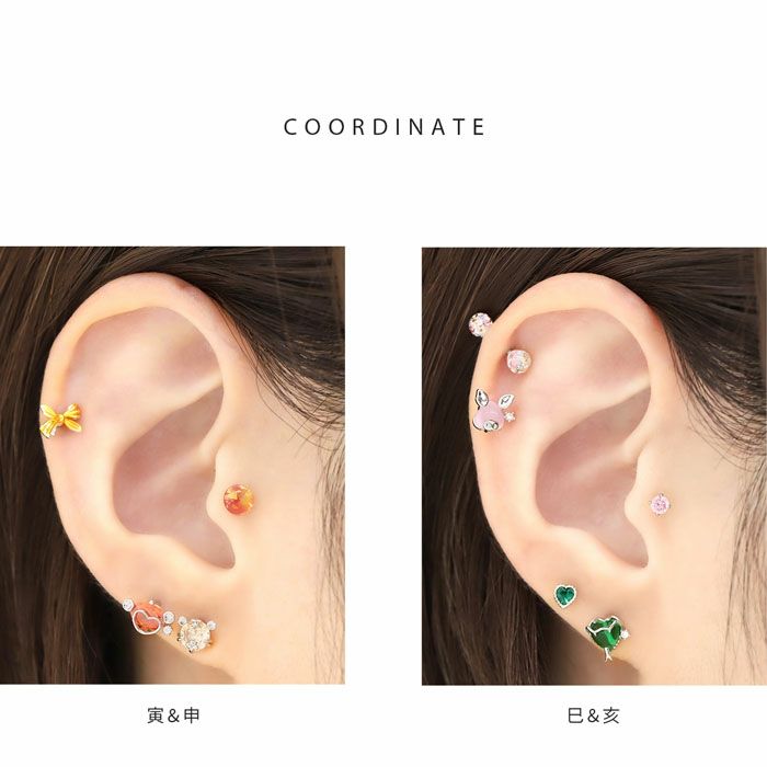 juu【ピアス】二点、ノベルティ付き K10 ピアス チェーン ジルコニア 10金 10k ゴールド製 イエロー