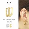 ピアス16Kコーティング長方形レクタングルキュービックジルコニアリングピアスフープアクセサリー