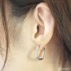 ピアス16Kコーティング長方形レクタングルキュービックジルコニアリングピアスフープアクセサリー