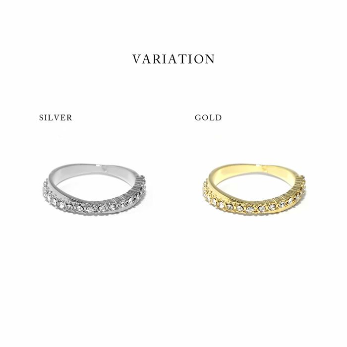 指輪リングジュエル2連クロスきれいシルバーゴールドリングアクセサリー