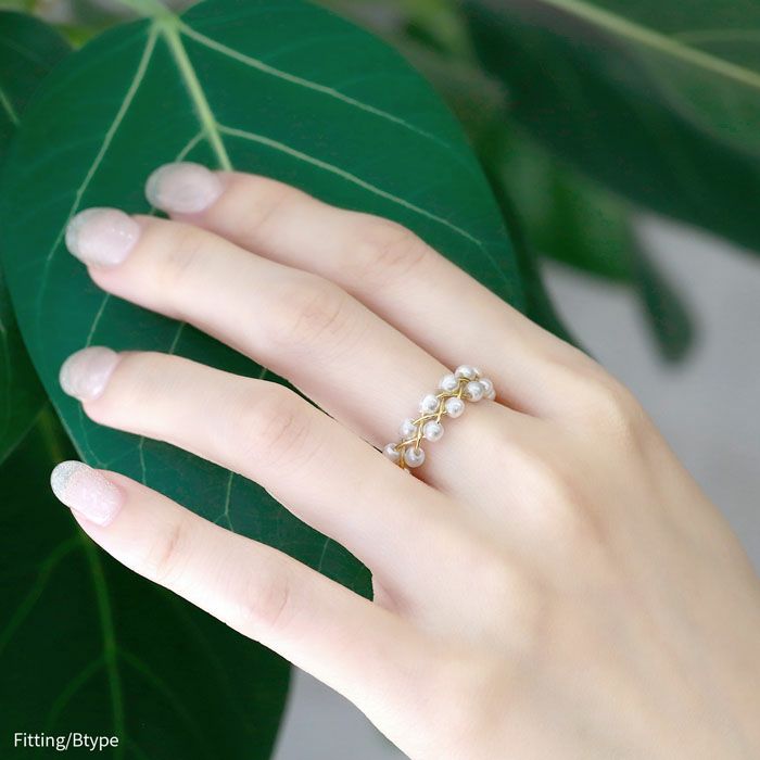 指輪リングパールキレイサイズ調整かわいいデイリーフォークリングオープンリングアクセサリー