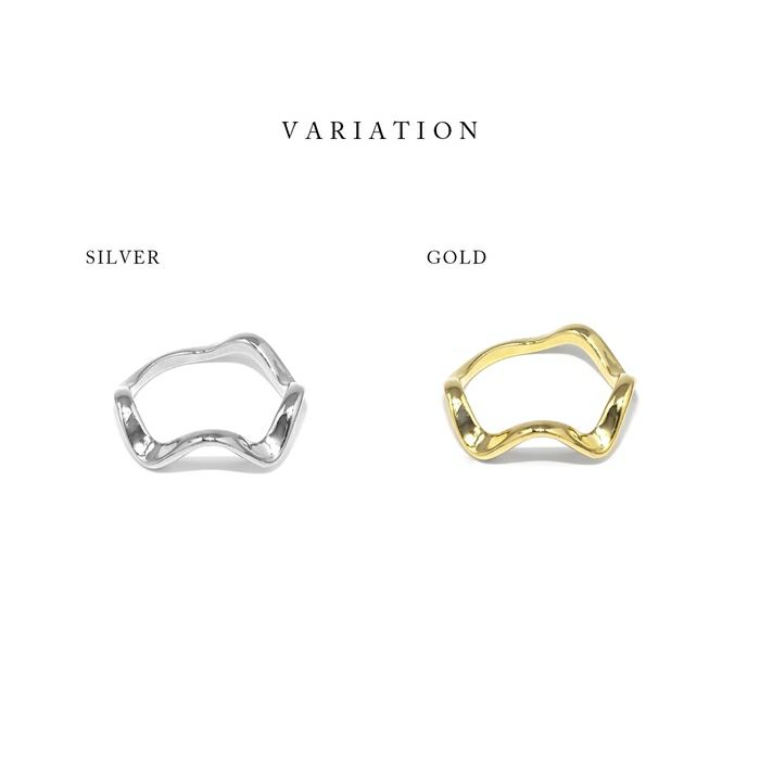 指輪リングウェーブシンプル波シルバーゴールドデザインリングアクセサリー