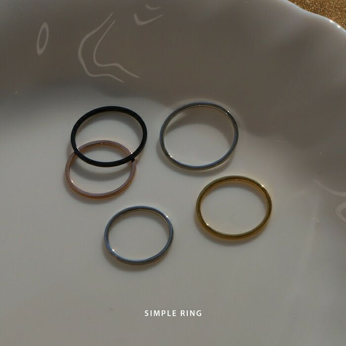 指輪リングシンプルサージカルステンレスIPメッキフラット金属アレルギーフラットバンドアクセサリー