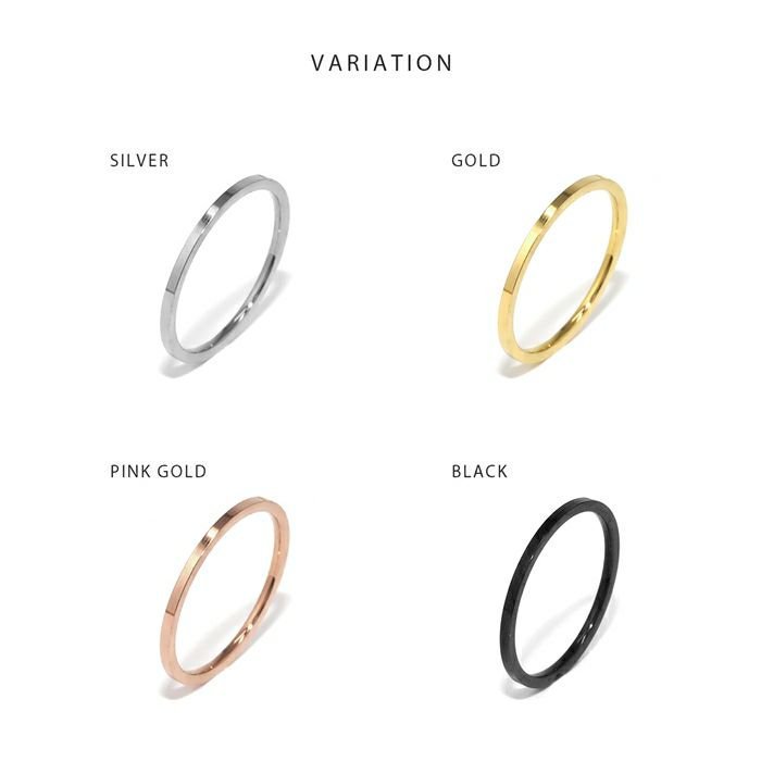 指輪リングシンプルサージカルステンレスIPメッキフラット金属アレルギーフラットバンドアクセサリー