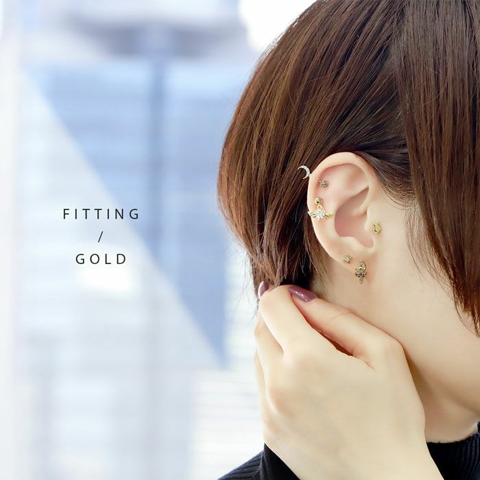 三日月ジュエルアンテナヘリックスピアス｜ボディピアス凛【公式】