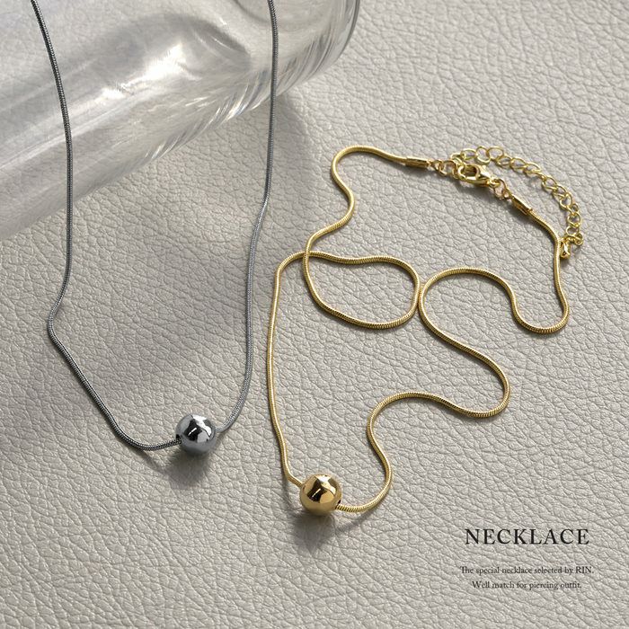 ネックレスボールキレイシンプルロジウム18kコーティングスネークチェーンアクセサリー