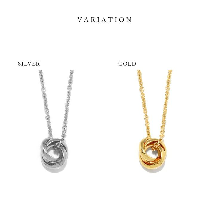 ネックレストリニティ3連リングペンダントロジウム18kコーティングあずきチェーンアクセサリー