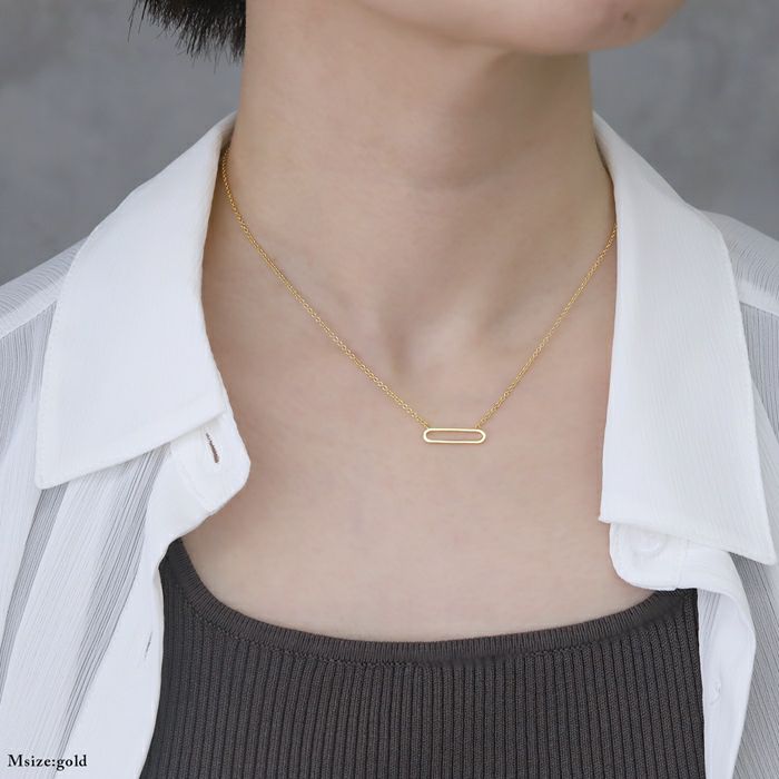 ネックレス オーバル 楕円 シンプル ペンダント ロジウム 18k