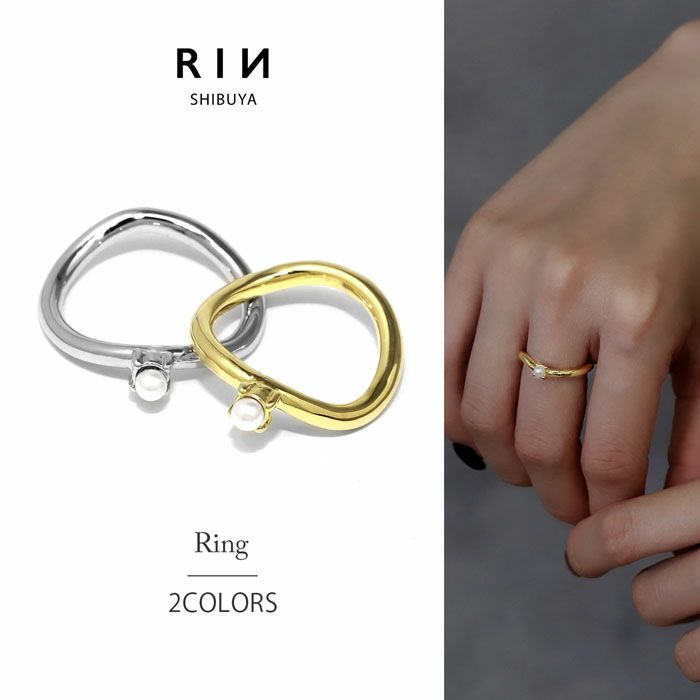 指輪リングV字リングパールソリテールリング18kロジウムコーティングファッションリングアクセサリー