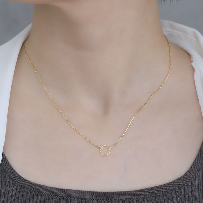 ネックレスサークルリングシンプル輪ほそみあずきチェーンアクセサリー