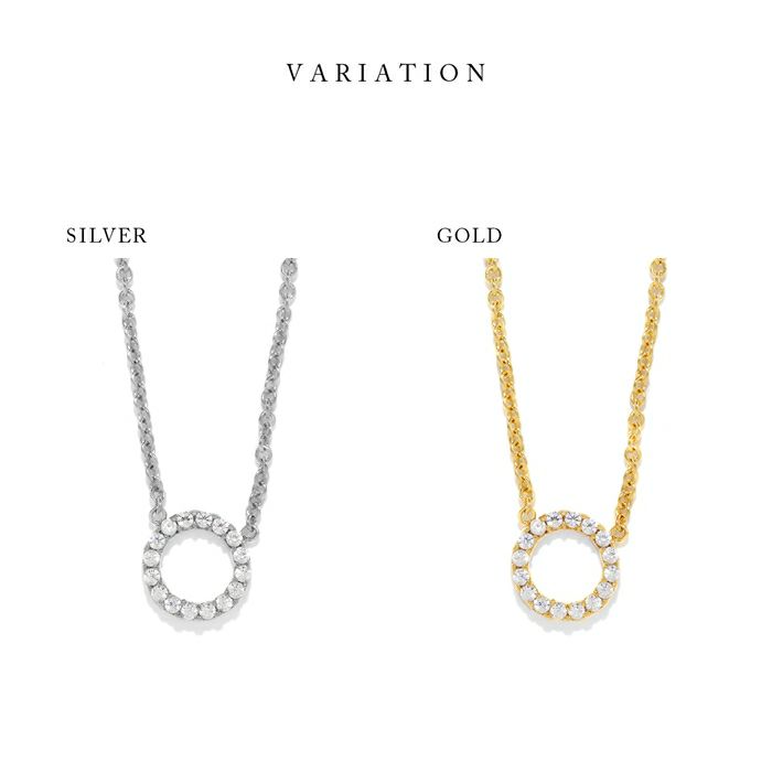 ネックレスジュエルサークルリングシンプル輪ほそみあずきチェーンアクセサリー