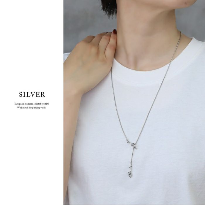 ネックレス 結び目 knot ラリエット Y字 シルバー ゴールド 18金