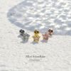 軟骨ピアス結晶星雪クリスタル冬キュービックジルコニアキラキラピンクゴールドストレートバーベル16ゲージボディピアス