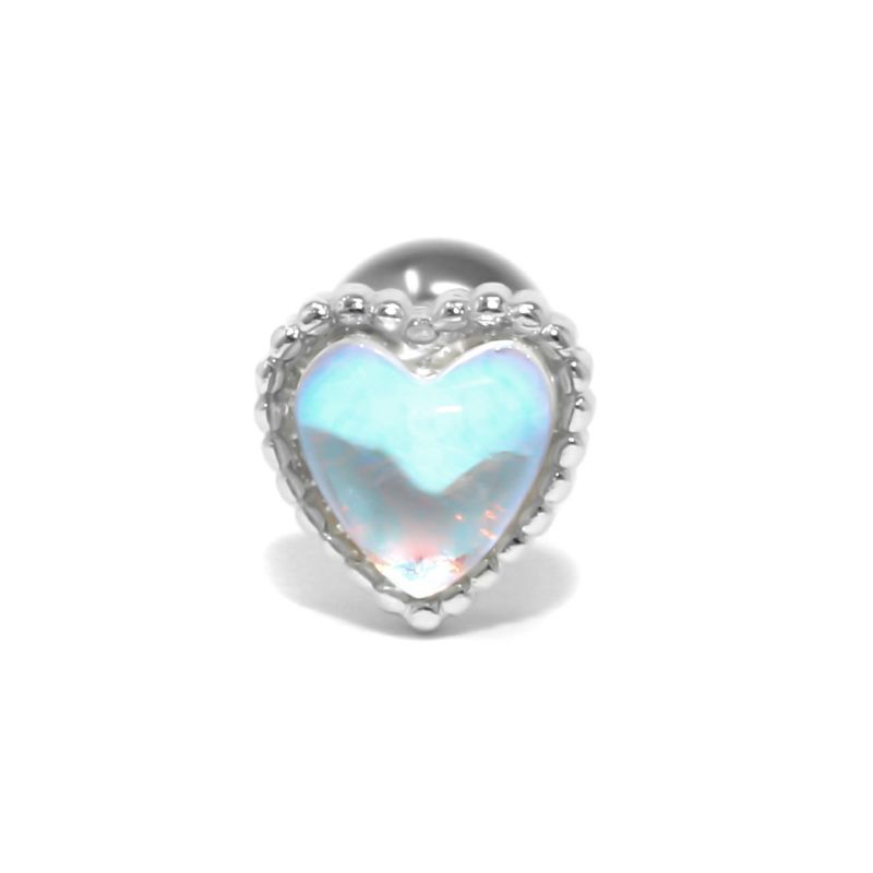 925 Silver]カラーオパールハートピアス 18G 韓国アクセサリー