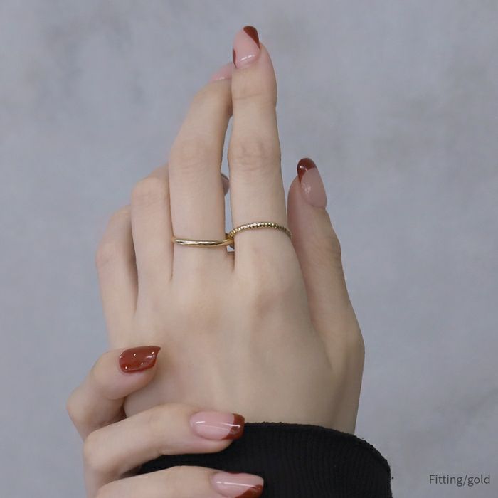 12号 指輪 リング シンプル レイヤード 2連 トレンド アクセント