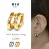 ピアス18Kコーティングニッケルフリーオーバルジュエル楕円シンプルフープピアスアクセサリー