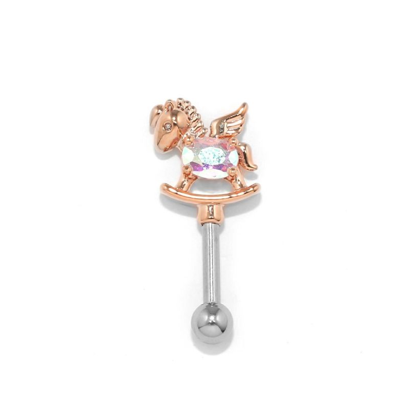 アンテナヘリックス ピアス 馬 ピンクゴールド