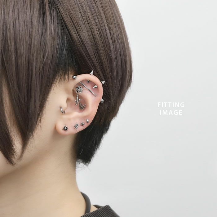 軟骨ピアス 星 4種類 ゴシック メンズ レディース 16G アンティークシルバー ボディピアス スター メタル ストレートバーベル