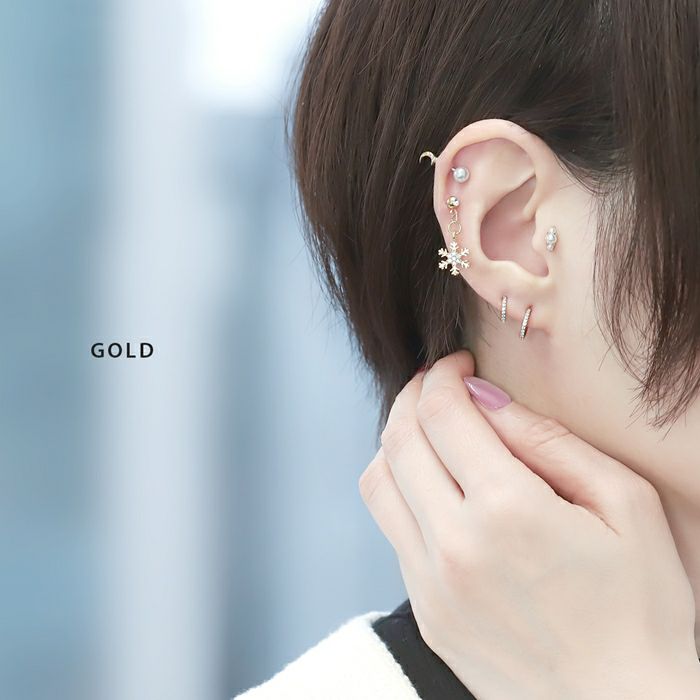 14G 16G 18G チャーム 雪 スノーフレーク スノークリスタル シルバー