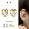 ピアス16Kコーティングオープンハートスタイリッシュチタンポストスタッドアクセサリー