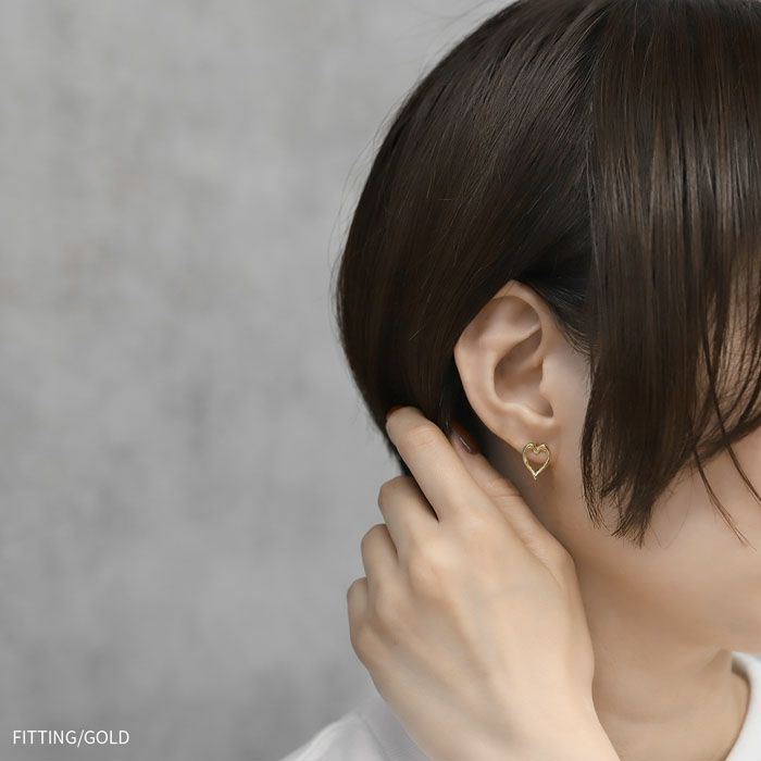 ピアス16Kコーティングオープンハートスタイリッシュチタンポストスタッドアクセサリー
