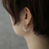 ピアス16Kコーティングパールラインエレガントチタンポストセレモニーフープピアススタッドアクセサリー