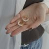 ピアス16Kコーティングパールラインエレガントチタンポストセレモニーフープピアススタッドアクセサリー