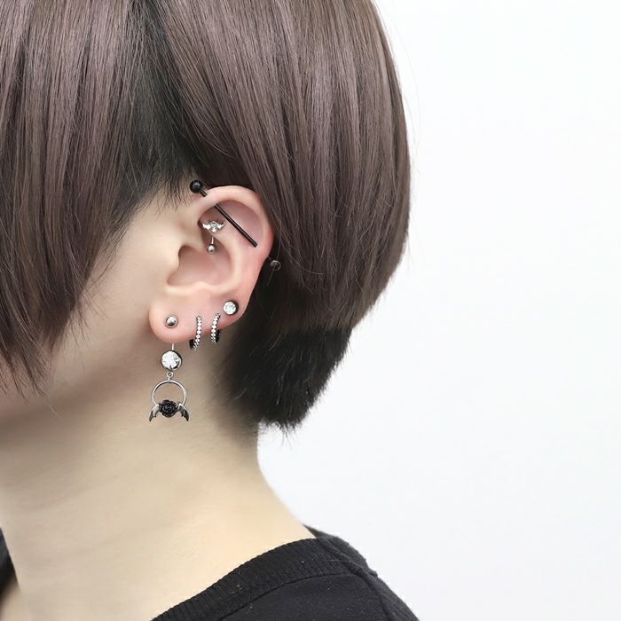 へそピアスかわいいカスタム【セット】カラフル薔薇バラ翼エンジェルデビルカーブバーベルバナナバーベル14ゲージ18ゲージボディピアス