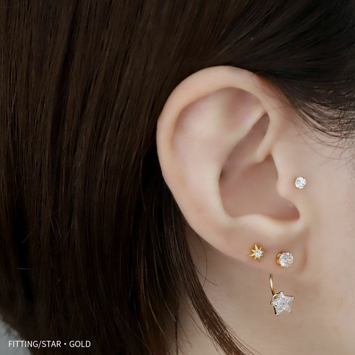 ピアス星スター輝き18Kコーティングジュエルエレガントチタンポストスタッドアクセサリー