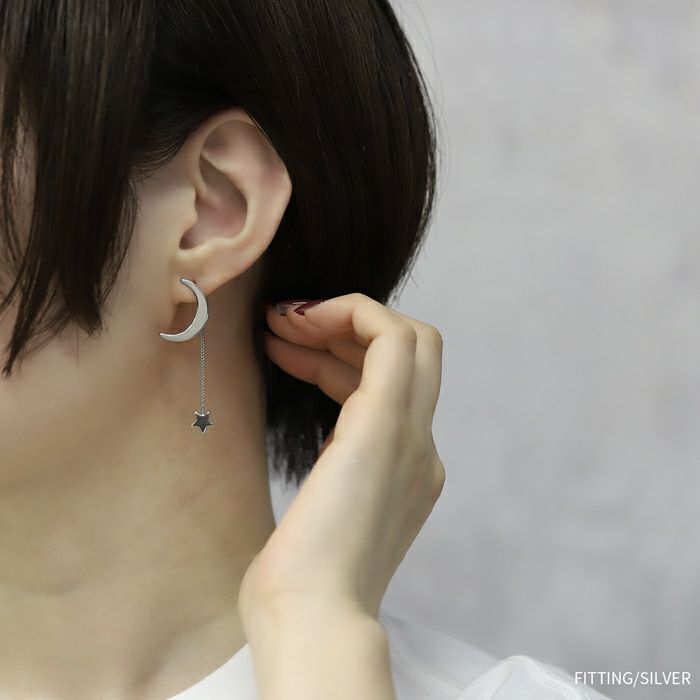 ピアス月星揺れる18Kコーティングムーンエレガントチタンポストスタッドアクセサリー