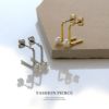 ピアス18Kコーティングスタイリッシュアングルパールロジウムチタンポストスタッドアクセサリー