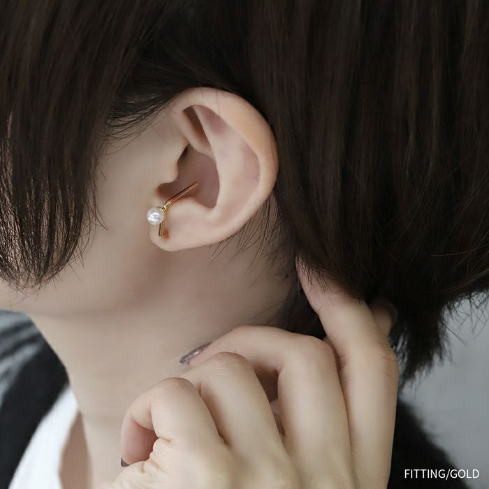 ピアス18Kコーティングスタイリッシュアングルパールロジウムチタンポストスタッドアクセサリー