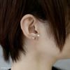 ピアス18Kコーティングスタイリッシュアングルパールロジウムチタンポストスタッドアクセサリー