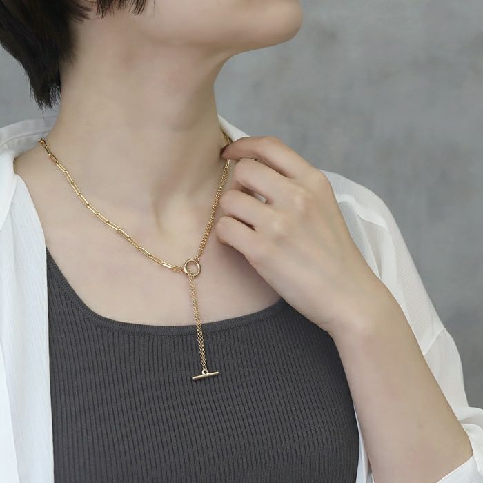 ネックレスマンテル２WAYロングY字18Kコーティングロジウムチェーンアクセサリー